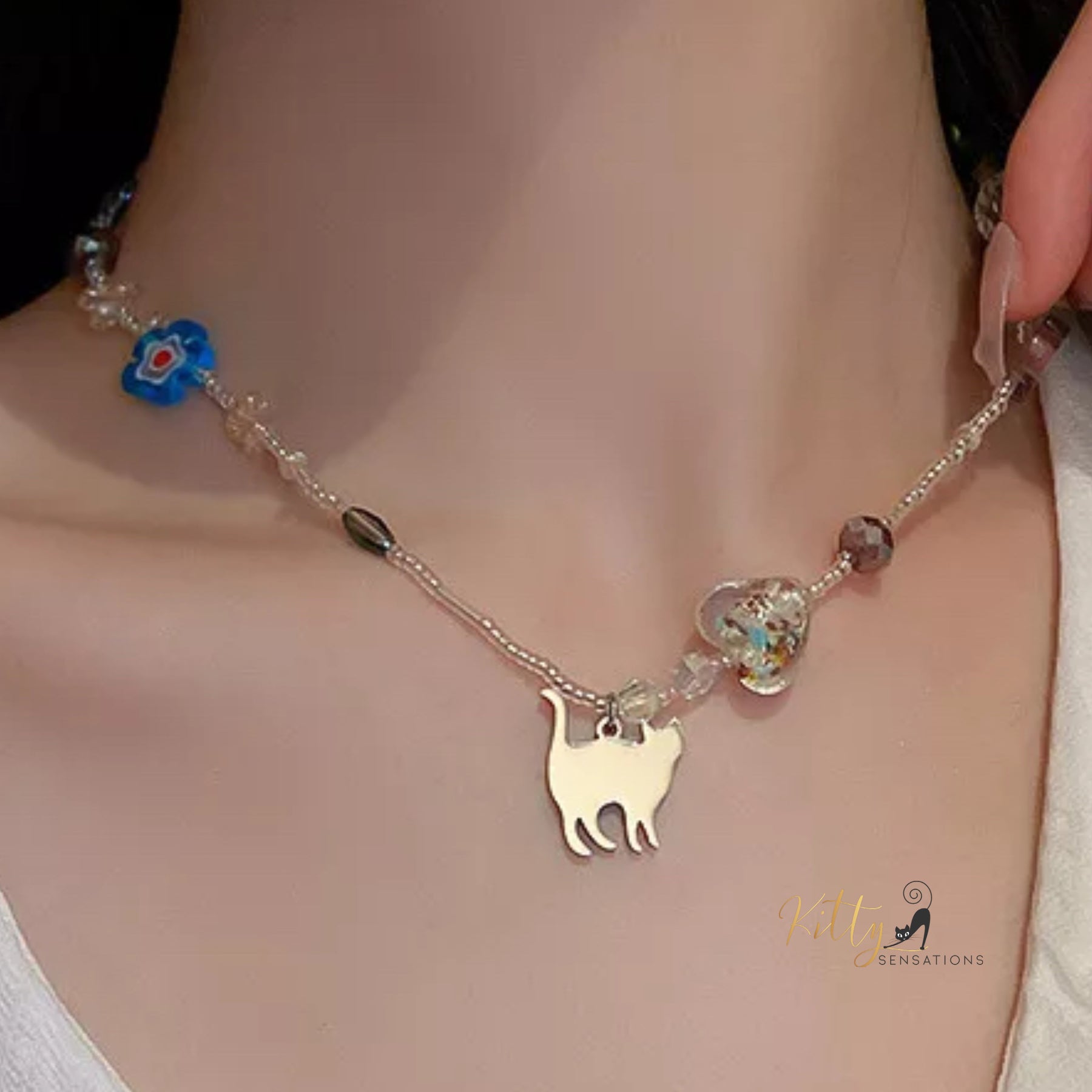 Kitty Beads Necklace in Acrylic and Metal