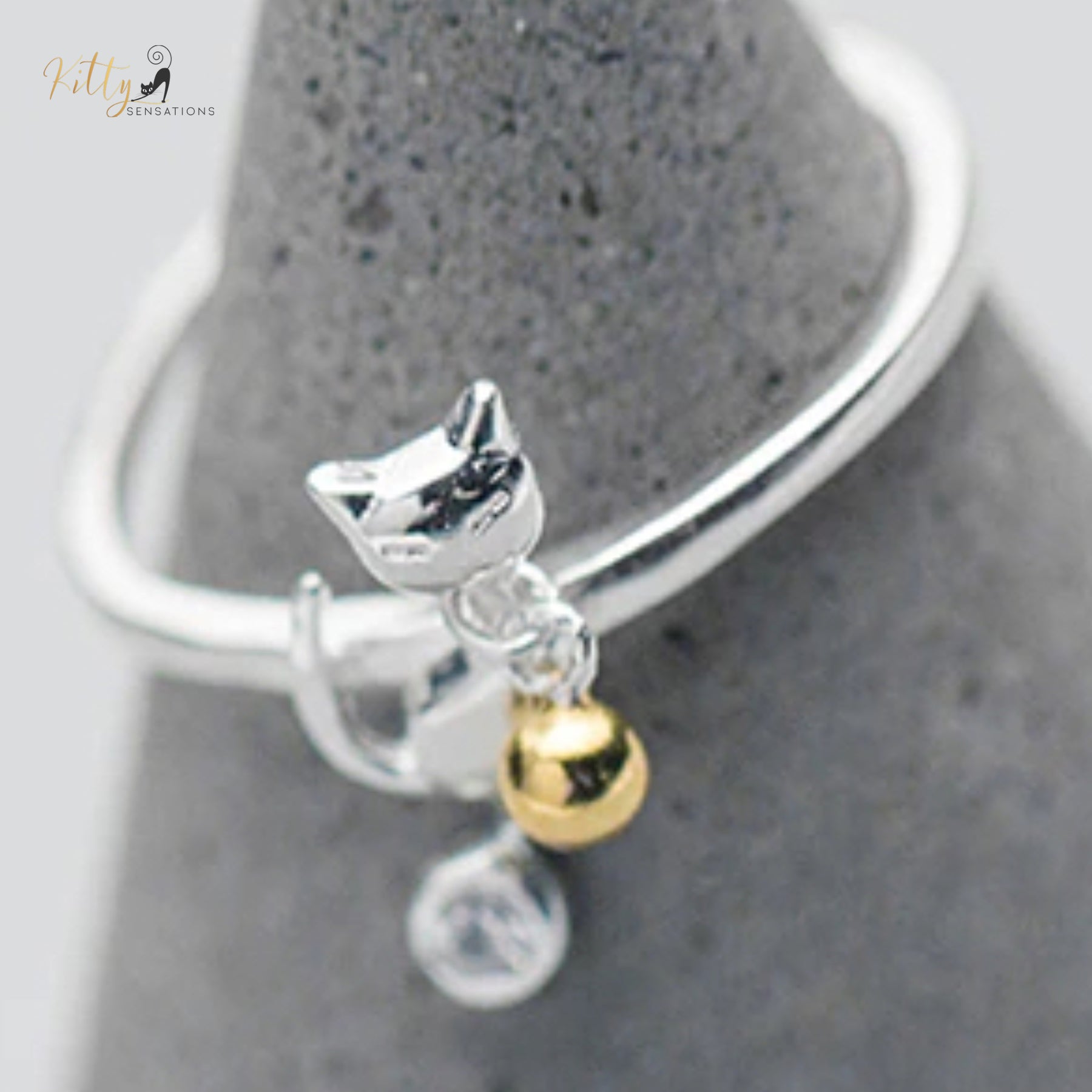 Who-Will-Bell-The-Cat Ring in Solid 925 Sterling Silver (Gold Plated) - Adjustable