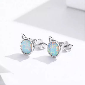 Blue Opal Zircon Earrings in Solid 925 Sterling Silver