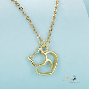 www.KittySensations.com: Cat Heart Necklace in Solid 925 Sterling Silver - Platinum or Gold Plated (Available in 3 Finishes) ($46.55): https://www.kittysensations.com/products/sterling-silver-cat-heart-necklace-platinum-plated