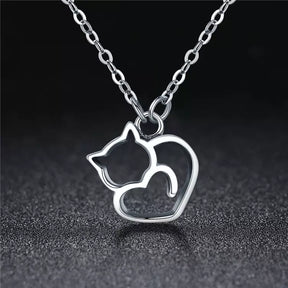 www.KittySensations.com: Cat Heart Necklace in Solid 925 Sterling Silver - Platinum or Gold Plated (Available in 3 Finishes) ($46.55): https://www.kittysensations.com/products/sterling-silver-cat-heart-necklace-platinum-plated