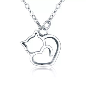 www.KittySensations.com: Cat Heart Necklace in Solid 925 Sterling Silver - Platinum or Gold Plated (Available in 3 Finishes) ($46.55): https://www.kittysensations.com/products/sterling-silver-cat-heart-necklace-platinum-plated