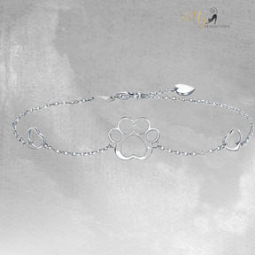 Cat Paw Bracelet in Solid 925 Sterling Silver (Platinum Plated)