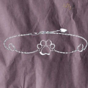 Cat Paw Bracelet in Solid 925 Sterling Silver (Platinum Plated)