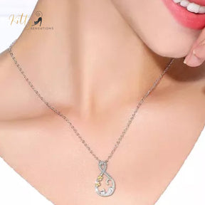 Cat-On-A-Hammock Necklace in Solid 925 Sterling Silver - 18K Rhodium Plated