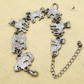 www.KittySensations.com Charm Chain Cat Bracelet - Gold and Silver Plated - Adjustable Size ($15.97): https://www.kittysensations.com/products/charm-chain-cat-bracelet-gold-and-silver-plated