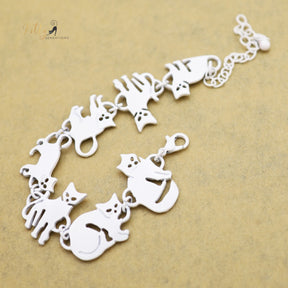 www.KittySensations.com Charm Chain Cat Bracelet - Gold and Silver Plated - Adjustable Size ($15.97): https://www.kittysensations.com/products/charm-chain-cat-bracelet-gold-and-silver-plated