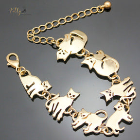 www.KittySensations.com Charm Chain Cat Bracelet - Gold and Silver Plated - Adjustable Size ($15.97): https://www.kittysensations.com/products/charm-chain-cat-bracelet-gold-and-silver-plated