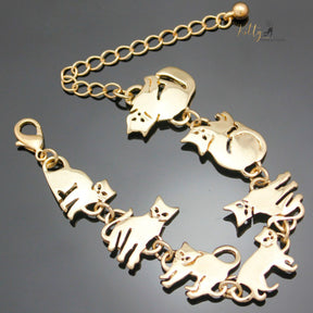www.KittySensations.com Charm Chain Cat Bracelet - Gold and Silver Plated - Adjustable Size ($15.97): https://www.kittysensations.com/products/charm-chain-cat-bracelet-gold-and-silver-plated