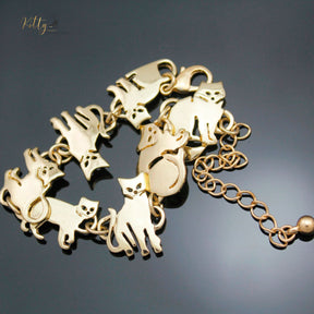 www.KittySensations.com Charm Chain Cat Bracelet - Gold and Silver Plated - Adjustable Size ($15.97): https://www.kittysensations.com/products/charm-chain-cat-bracelet-gold-and-silver-plated