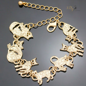 www.KittySensations.com Charm Chain Cat Bracelet - Gold and Silver Plated - Adjustable Size ($15.97): https://www.kittysensations.com/products/charm-chain-cat-bracelet-gold-and-silver-plated