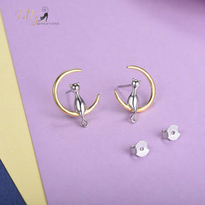 Complete Gold and Silver Moon Kitty Set in Solid 925 Sterling Silver (18K Gold Plated)