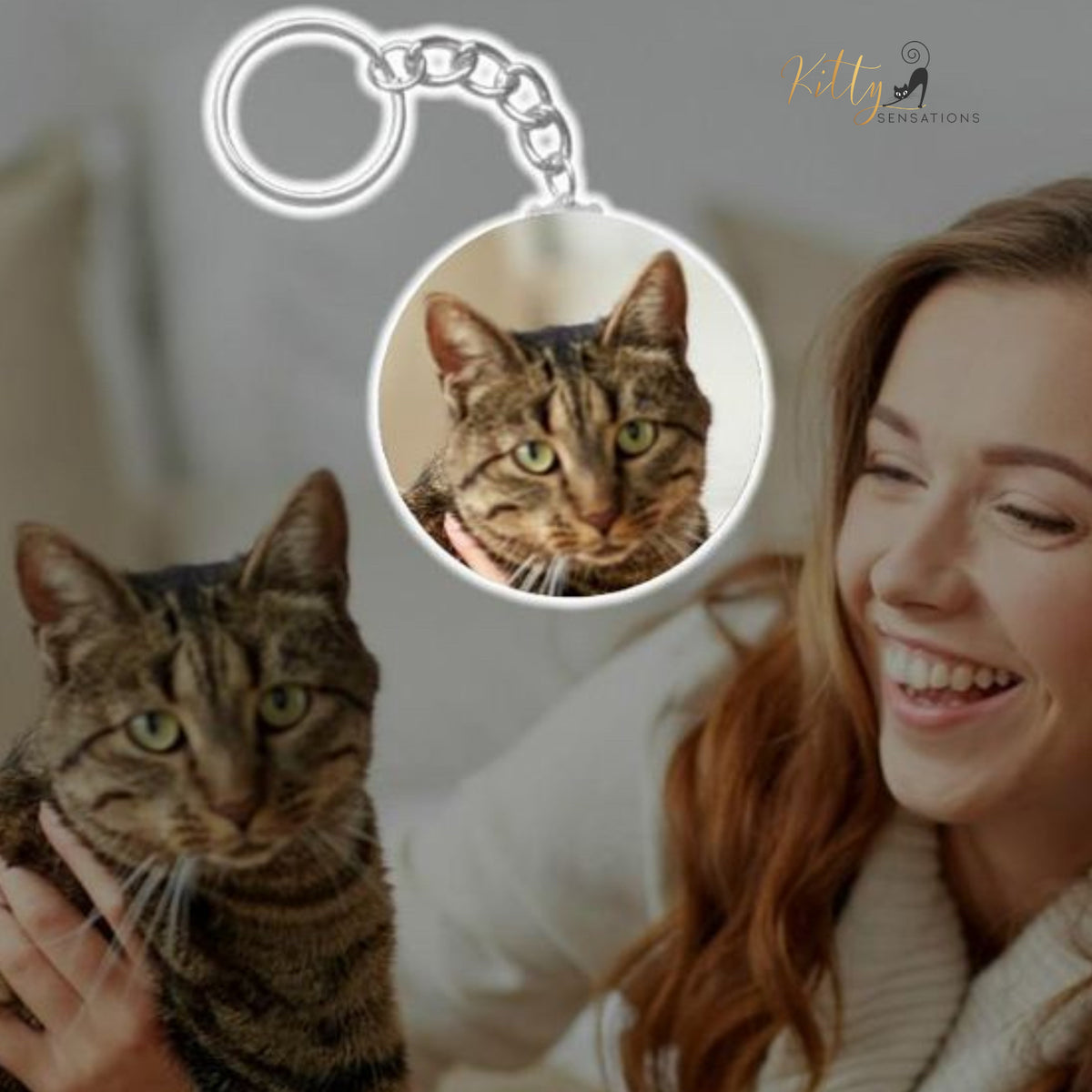Custom Photo Cat Keychain