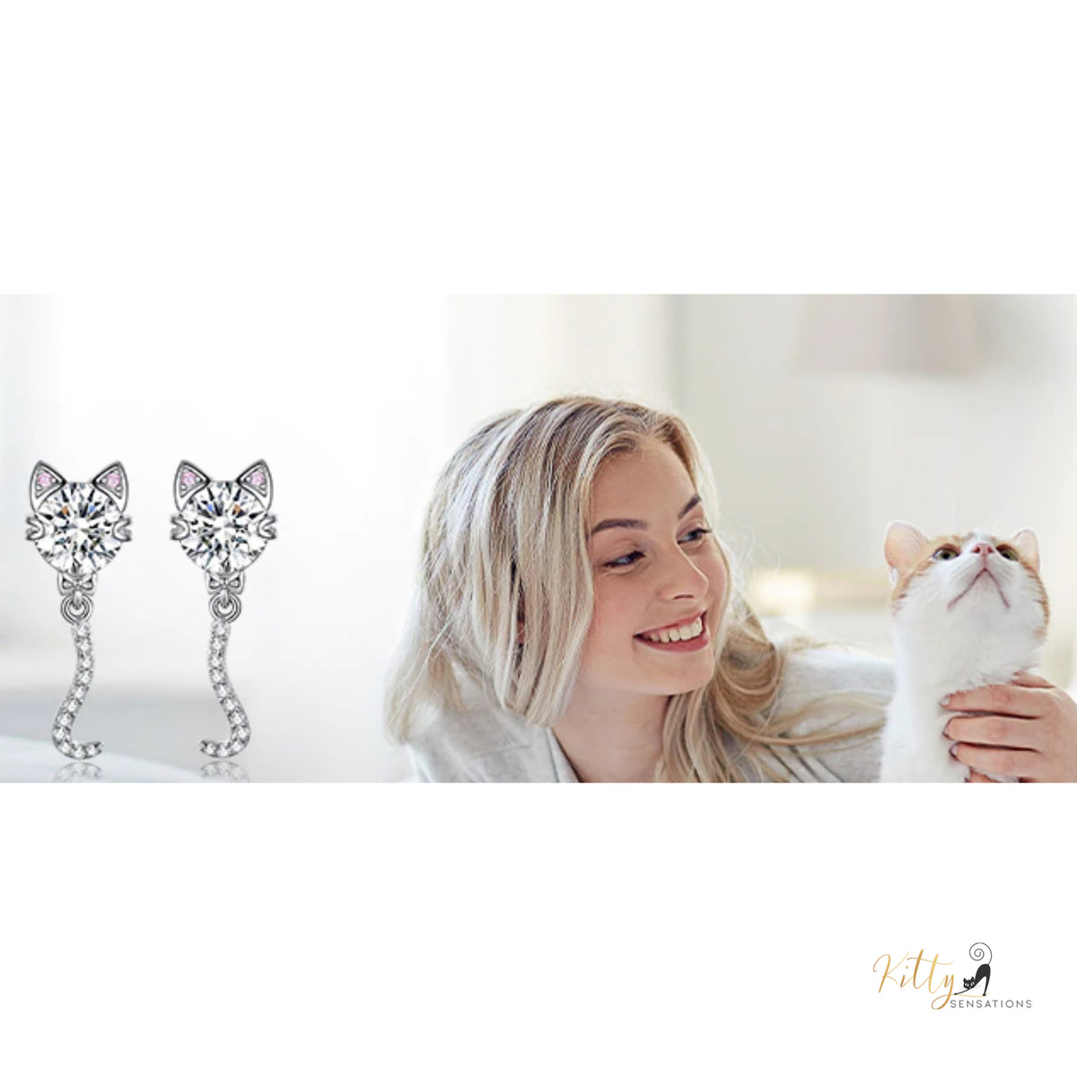 www.KittySensations.com:  Classy Sparkling CZ Kitty Earrings (Fine Jewelry) in Solid 925 Sterling Silver ($83.69): https://www.kittysensations.com/products/classy-sparkling-cz-kitty-earrings-fine-jewelry-in-solid-sterling-silver