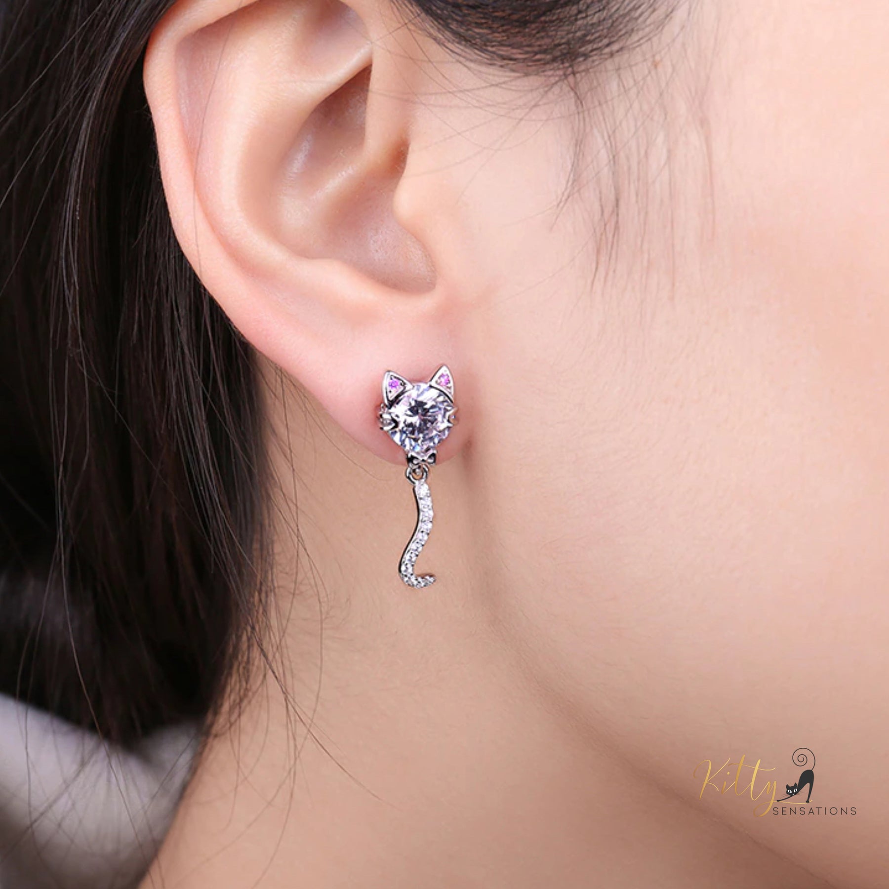 www.KittySensations.com:  Classy Sparkling CZ Kitty Earrings (Fine Jewelry) in Solid 925 Sterling Silver ($83.69): https://www.kittysensations.com/products/classy-sparkling-cz-kitty-earrings-fine-jewelry-in-solid-sterling-silver