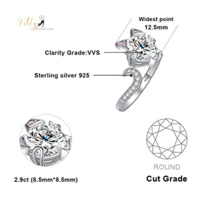 Classy Sparkling CZ Kitty Ring (Fine Jewelry) in Solid 925 Sterling Silver - Adjustable Size