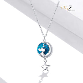 http://KittySensations.com Blue Enameled Moon Kitty Necklace in Solid 925 Sterling Silver ($58.20): https://kittysensations.com/products/blue-enameled-moon-kitty-necklace-in-solid-925-sterling-silver