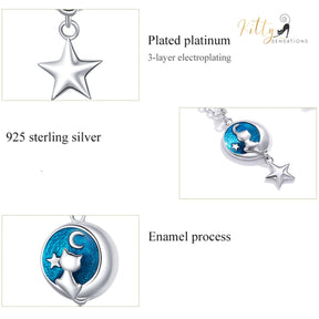 http://KittySensations.com Blue Enameled Moon Kitty Necklace in Solid 925 Sterling Silver ($58.20): https://kittysensations.com/products/blue-enameled-moon-kitty-necklace-in-solid-925-sterling-silver