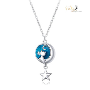 http://KittySensations.com Blue Enameled Moon Kitty Necklace in Solid 925 Sterling Silver ($58.20): https://kittysensations.com/products/blue-enameled-moon-kitty-necklace-in-solid-925-sterling-silver