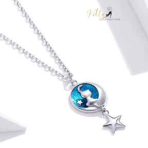 http://KittySensations.com Blue Enameled Moon Kitty Necklace in Solid 925 Sterling Silver ($58.20): https://kittysensations.com/products/blue-enameled-moon-kitty-necklace-in-solid-925-sterling-silver