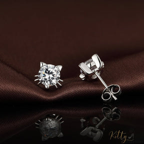 Cubic Zirconia Cat Set (Sterling Silver Plated)