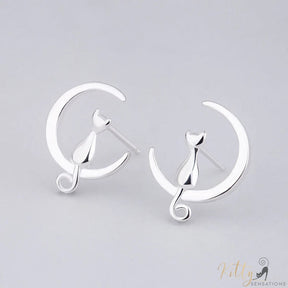 Moon Kitty Set in Solid 925 Sterling Silver