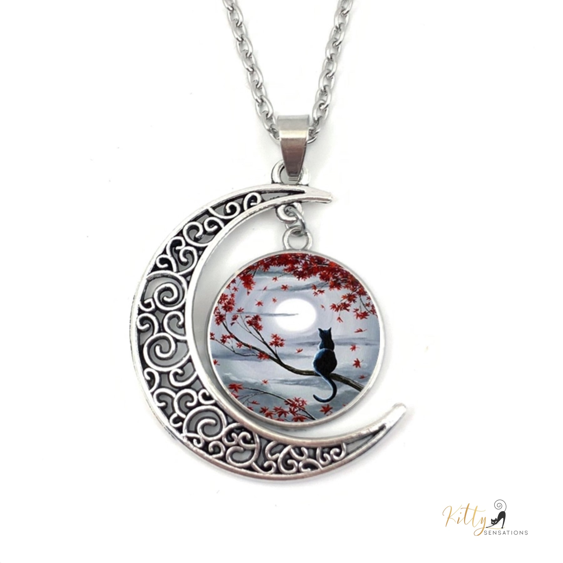 http://KittySensations.com: Filigree Crescent Kitty Necklace - Multiple Options ($14.78): https://kittysensations.com/products/filigree-crescent-kitty-necklace-multiple-options?variant=40225583431746