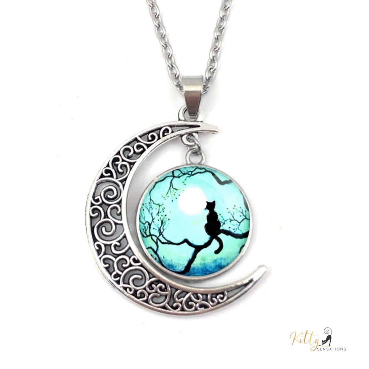 http://KittySensations.com: Filigree Crescent Kitty Necklace - Multiple Options ($14.78): https://kittysensations.com/products/filigree-crescent-kitty-necklace-multiple-options?variant=40225583431746