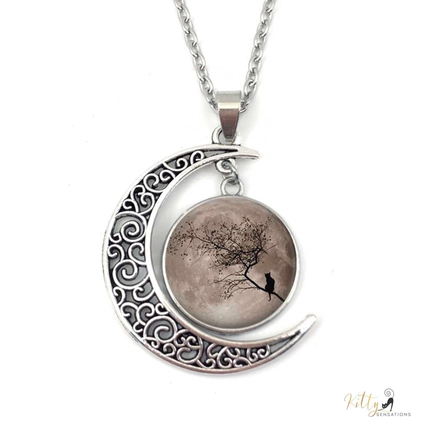 http://KittySensations.com: Filigree Crescent Kitty Necklace - Multiple Options ($14.78): https://kittysensations.com/products/filigree-crescent-kitty-necklace-multiple-options?variant=40225583431746