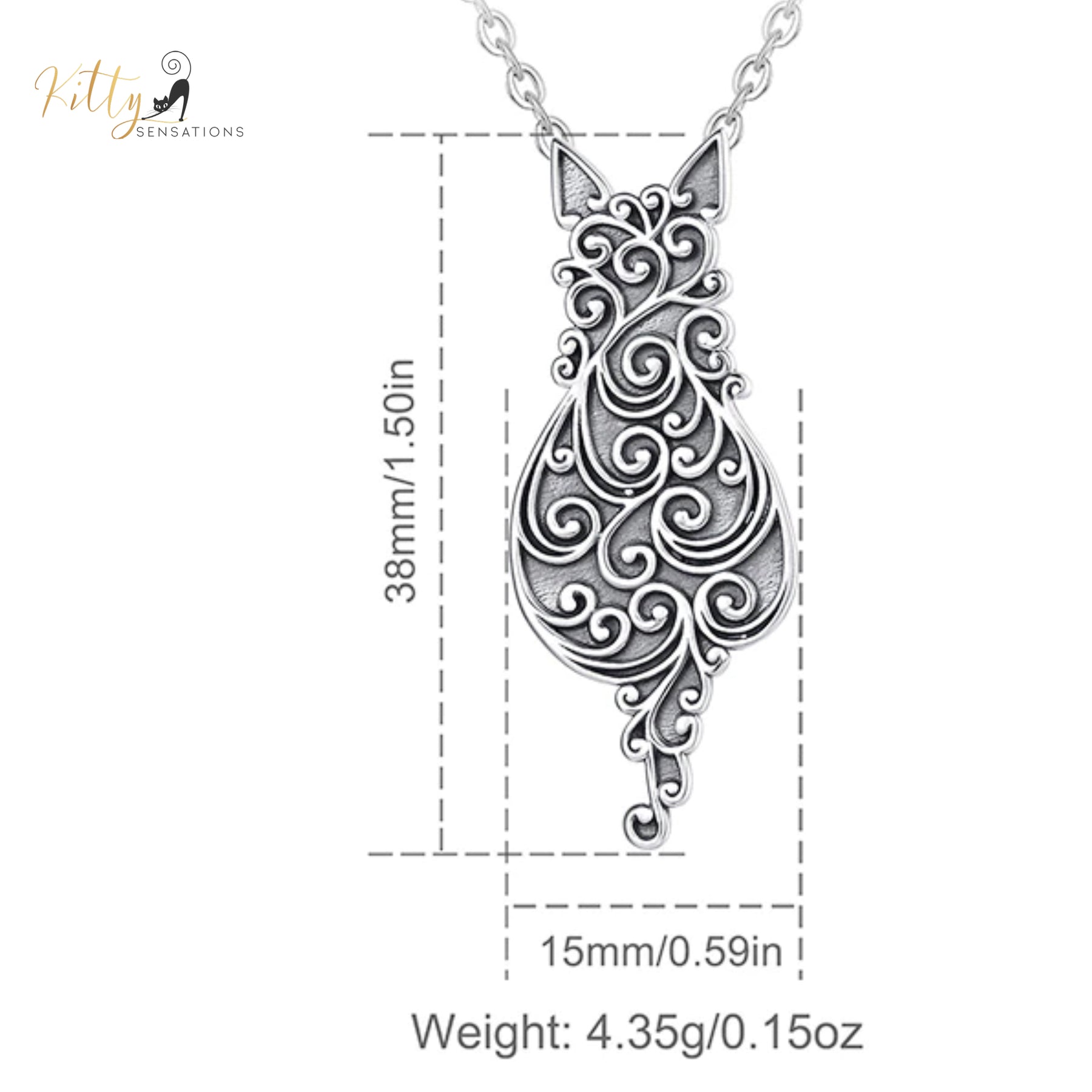 http://KittySensations.com Filigree Cat Over Solid 925 Sterling Silver Cat Necklace ($103.84): https://kittysensations.com/products/filigree-cat-over-solid-925-sterling-silver-cat-necklace