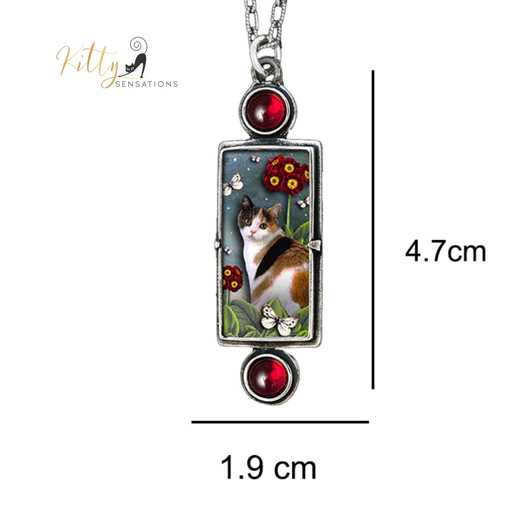 www.KittySensations.com: Two Garnets and A Kitty Necklace - Adjustable Length ($18.35): https://www.kittysensations.com/products/two-garnets-and-a-kitty-necklace