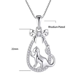 Gift Basket Cat Necklace in Solid 925 Sterling Silver