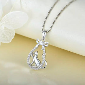 Gift Basket Cat Necklace in Solid 925 Sterling Silver