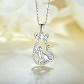 Gift Basket Cat Necklace in Solid 925 Sterling Silver