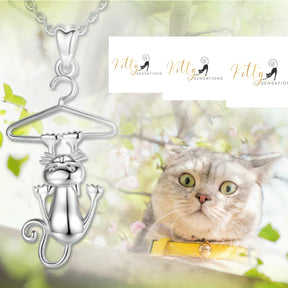 http://KittySensations.com Hang-In-There Cat Necklace in Solid 925 Sterling Silver - 18K Rhodium Plated ($75.97): https://kittysensations.com/products/hang-in-there-cat-necklace-in-solid-925-sterling-silver-18k-rhodium-plated