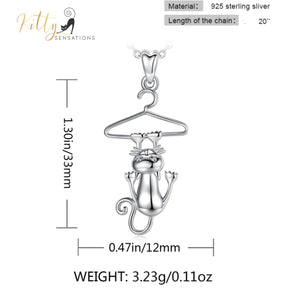 http://KittySensations.com Hang-In-There Cat Necklace in Solid 925 Sterling Silver - 18K Rhodium Plated ($75.97): https://kittysensations.com/products/hang-in-there-cat-necklace-in-solid-925-sterling-silver-18k-rhodium-plated