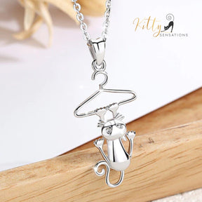 http://KittySensations.com Hang-In-There Cat Necklace in Solid 925 Sterling Silver - 18K Rhodium Plated ($75.97): https://kittysensations.com/products/hang-in-there-cat-necklace-in-solid-925-sterling-silver-18k-rhodium-plated