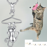 http://KittySensations.com Hang-In-There Cat Necklace in Solid 925 Sterling Silver - 18K Rhodium Plated ($75.97): https://kittysensations.com/products/hang-in-there-cat-necklace-in-solid-925-sterling-silver-18k-rhodium-plated