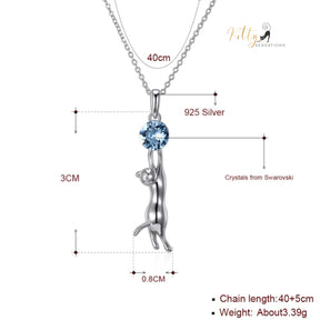 http://KittySensations.com Swarovski Crystal Hanging Cat Necklace in Solid 925 Sterling Silver ($69.48): https://kittysensations.com/products/hanging-cat-necklace-with-swarovski-crystal-in-solid-925-sterling-silver