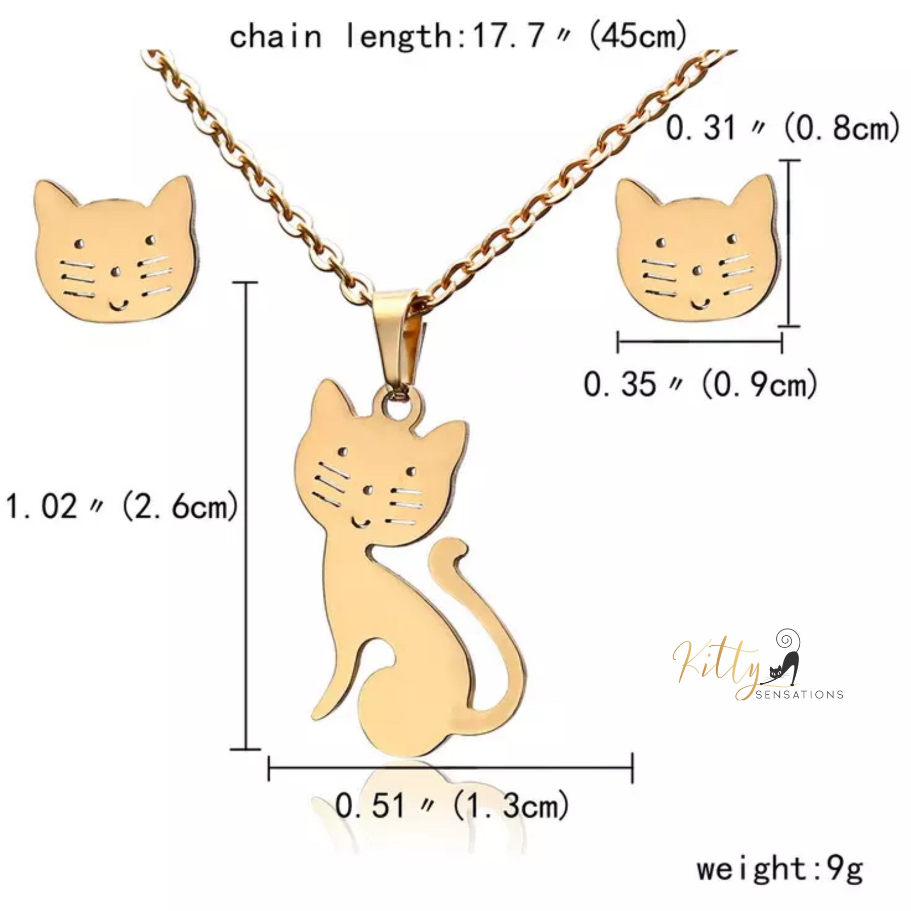 Happy Cat Gold Jewelry Set (Gold Plated) ($19.95): https://www.kittysensations.com/products/happy-cat-gold-plated-set