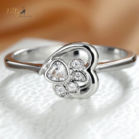 Heart Paw Cat Ring (Silver Filled)