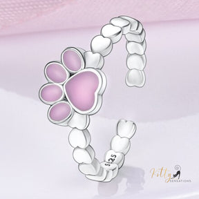 www.KittySensations.com: Heart Band Enameled Kitty Paw Ring in Solid 925 Sterling Silver - Adjustable Size ($24.80): https://www.kittysensations.com/products/heart-band-enameled-kitty-paw-ring-in-solid-925-sterling-silver-adjustable-size