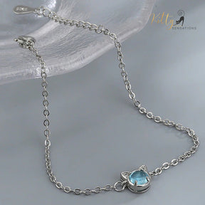 Glacier Crystal Cat Bracelet - Silver Plated - Adjustable