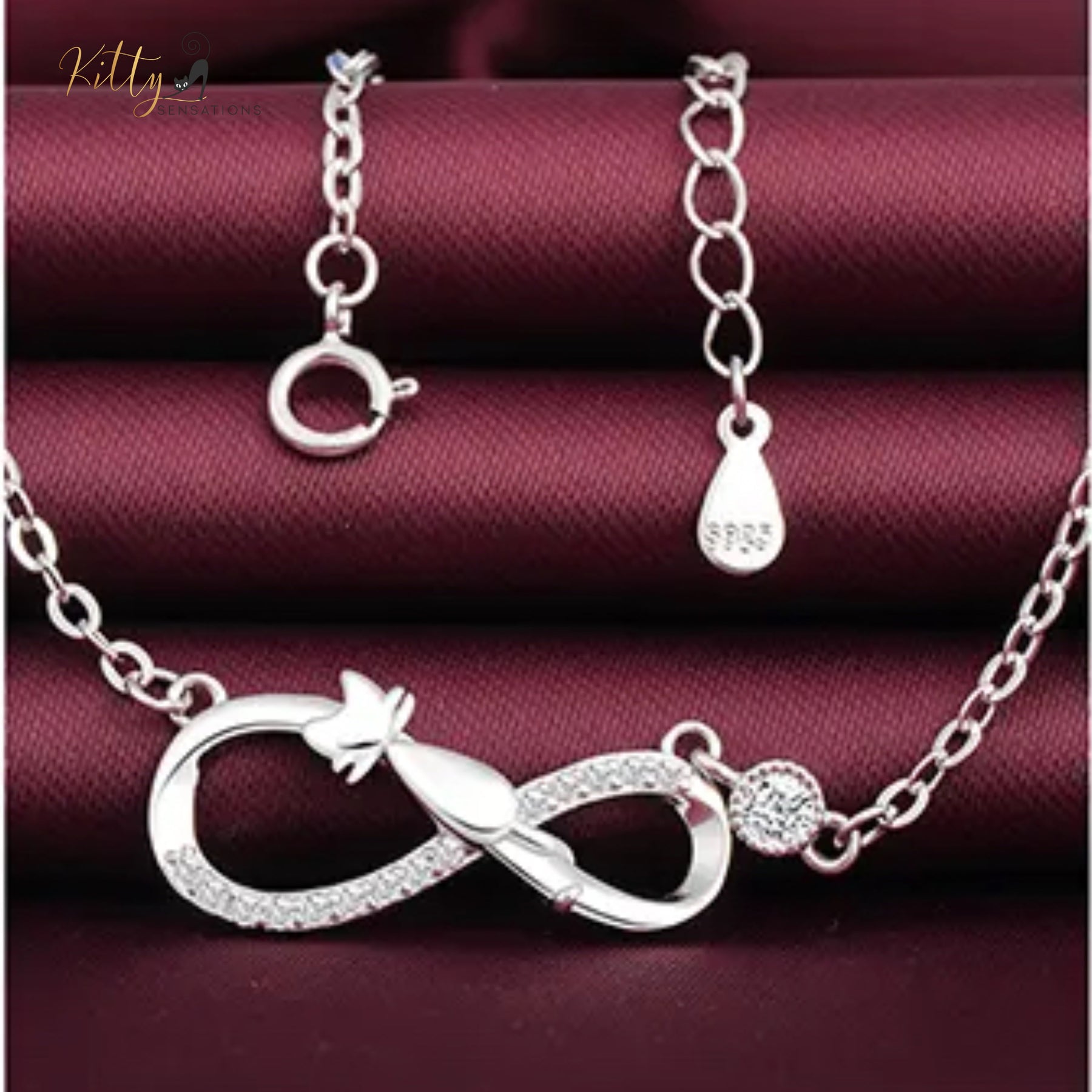 Infinite Love CZ, Two-Piece Cat Jewelry Set, in Solid 925 Sterling Silver - Gold Plated