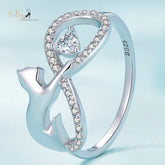 www.KittySensations.com:  Infinite Love CZ Cat Ring in Solid 925 Sterling Silver - Platinum Plated ($51.20): https://www.kittysensations.com/products/infinite-love-cz-cat-ring-in-solid-925-sterling-silver