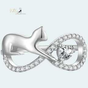 www.KittySensations.com:  Infinite Love CZ Cat Ring in Solid 925 Sterling Silver - Platinum Plated ($51.20): https://www.kittysensations.com/products/infinite-love-cz-cat-ring-in-solid-925-sterling-silver