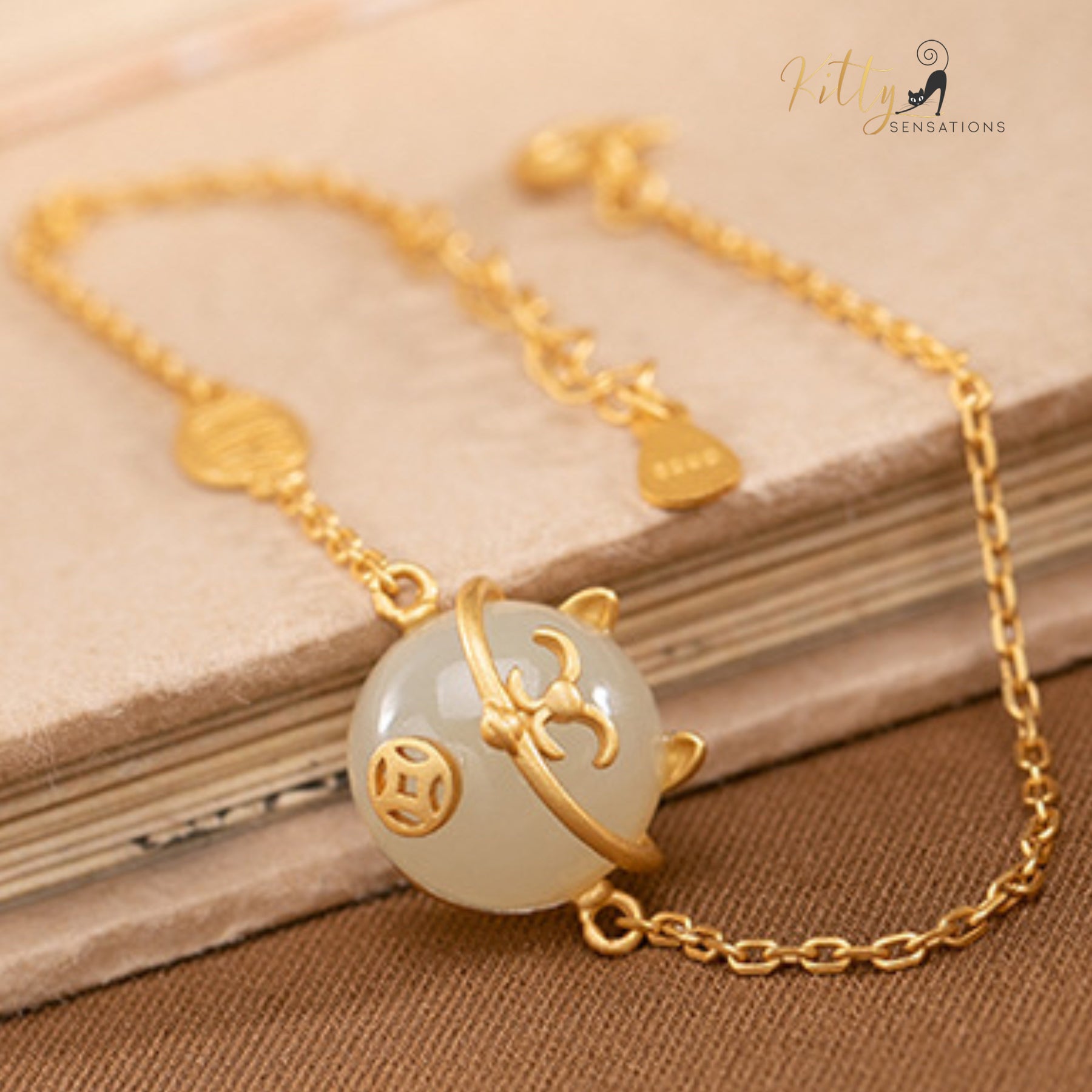 www.KittySensations.com Natural Jade Cat Bracelet in Solid 925 Sterling Silver (Gold Plated) ($115.42): https://www.kittysensations.com/products/natural-jade-bracelet-in-solid-925-sterling-silver-gold-plated?_pos=1&_psq=jade+bracelet&_ss=e&_v=1.0