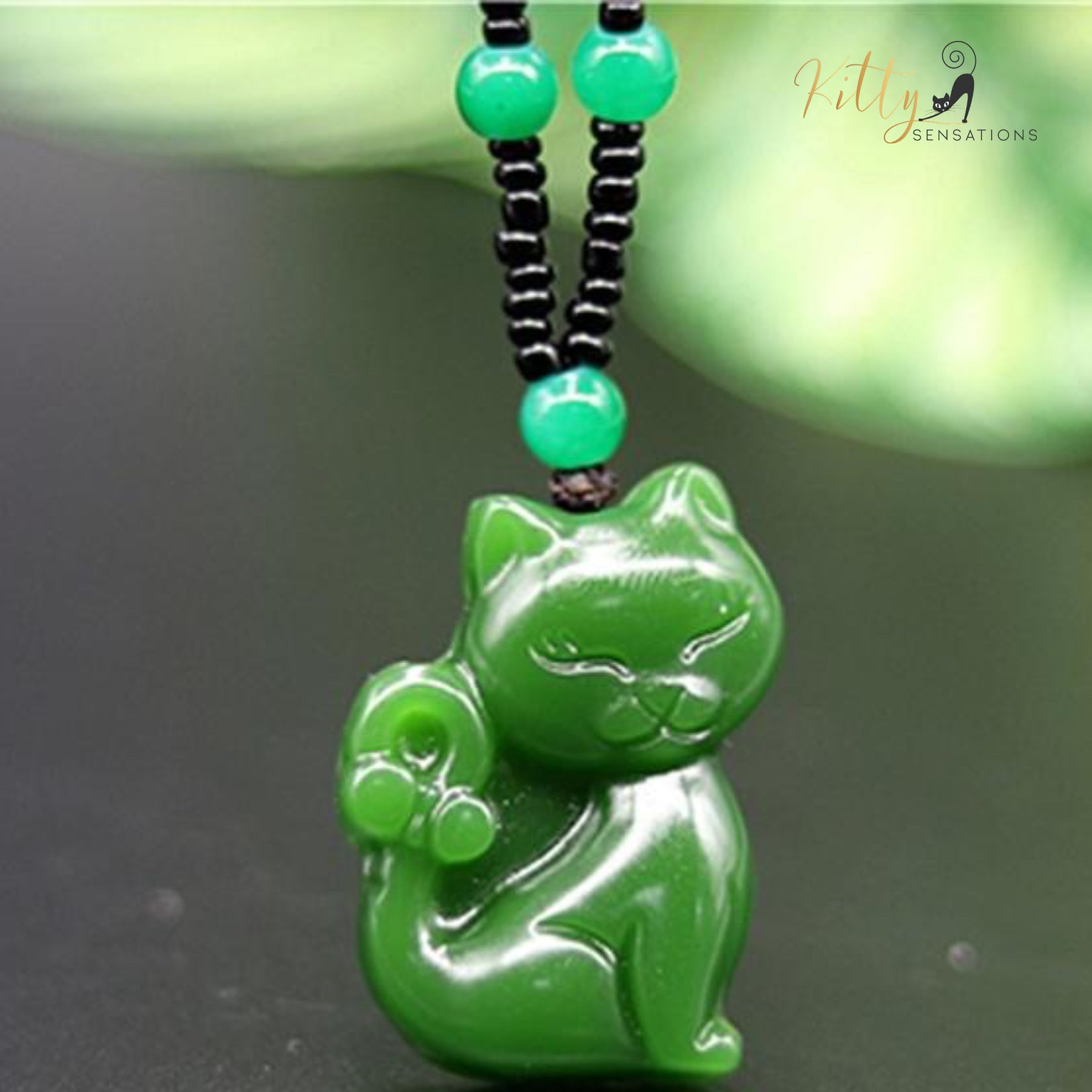 www.KittySensations.com Natural Jade Cat Necklace ($41.97): https://www.kittysensations.com/products/natural-jade-cat-necklace