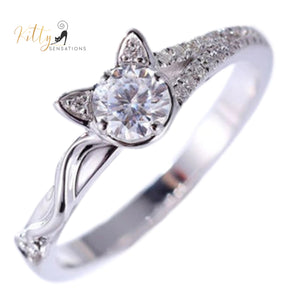 Kitty Face-Tail CZ Ring (Silver Plated)