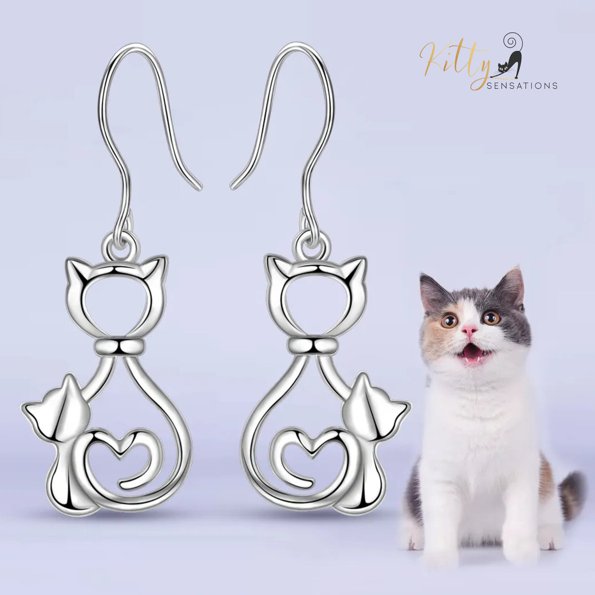 www.KittySensations.com: Mother and Child Cat Earrings in Solid 925 Sterling Silver (Rhodium Plated) ($79.85): https://www.kittysensations.com/products/mother-and-child-cat-earrings-in-solid-925-sterling-silver-rhodium-plated